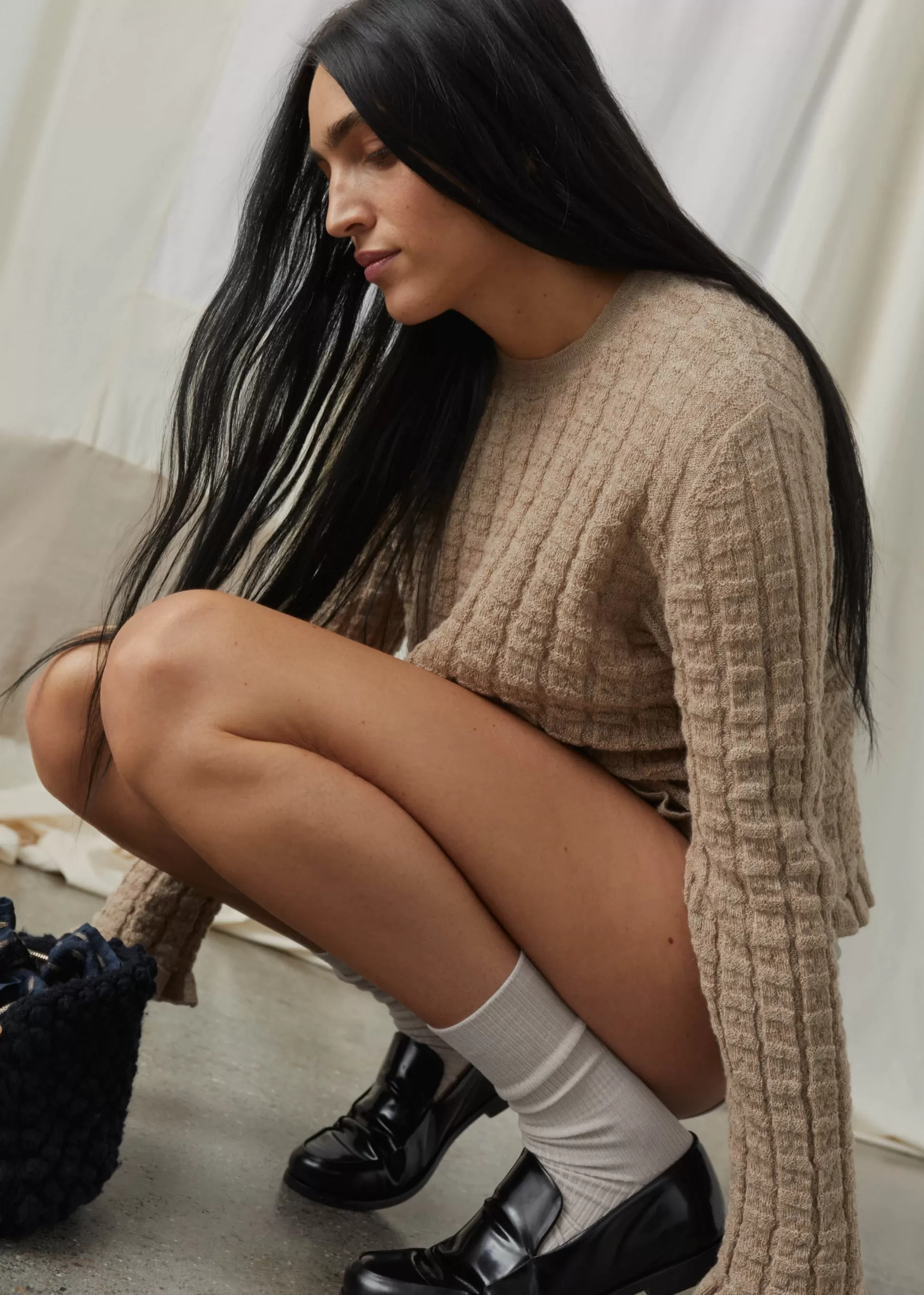 aiayu Bluser | Strik<Mirja llama wool blouse Pure Wheat